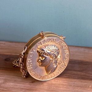 Rare Vintage 1960s Harry Rosenfeld Caesar Gold Coin Minaudiere Bag